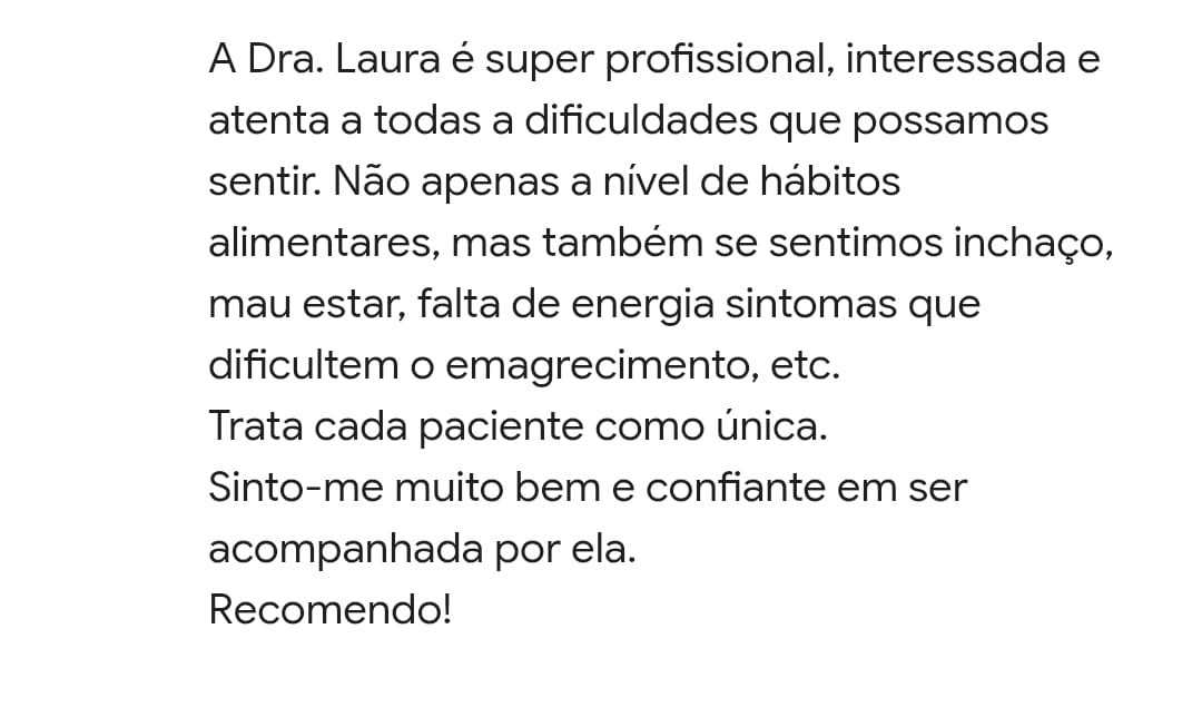 Feedback de paciente sobre atendimento profissional e individualizado