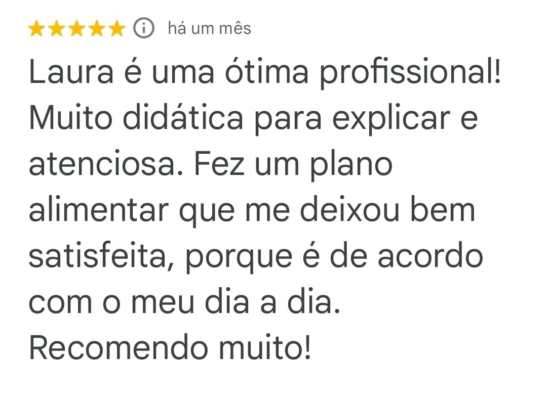 Avaliação de paciente sobre plano alimentar personalizado